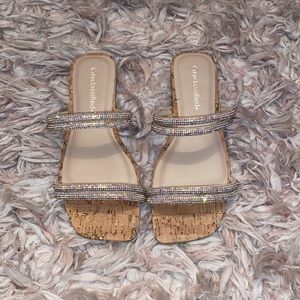 Rhinestones Double Band Sandals